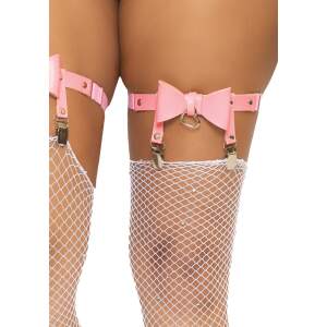Leg Avenue - Kousenband - Strikjes - PU-Leer - Roze