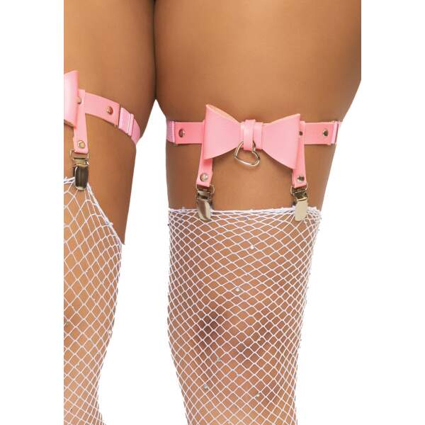 Leg Avenue - Kousenband - Strikjes - PU-Leer - Roze