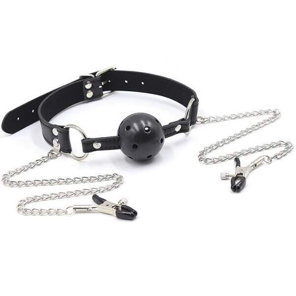 Öhmama - Breatherable Ball Gag - Tepelklemmen - Roestvrij Staal - Afbeelding 6