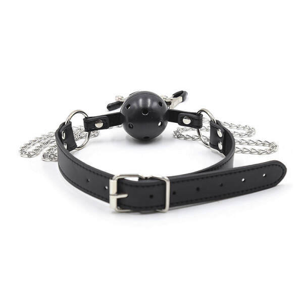 Öhmama - Breatherable Ball Gag - Tepelklemmen - Roestvrij Staal - Afbeelding 2