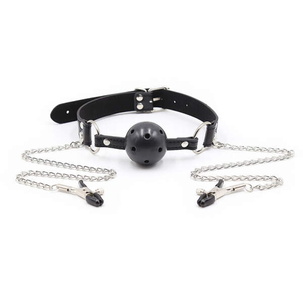 Öhmama - Breatherable Ball Gag - Tepelklemmen - Roestvrij Staal