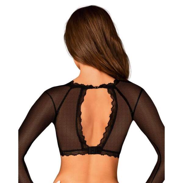 Obsessive - Mibelia Top - Open Cups - Gaas - Zwart - Afbeelding 2