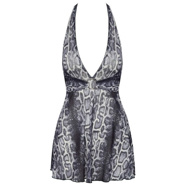Cottelli Collection - Mini Jurk - Halter - Stretch - Gaas - Snakeprint - Afbeelding 5