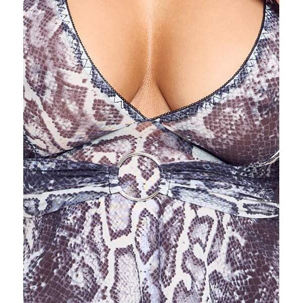 Cottelli Collection - Mini Jurk - Halter - Stretch - Gaas - Snakeprint - Afbeelding 3