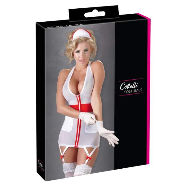 Cottelli Collection - Nurse Costume - Verpleegster - Doorschijnend - Wit - Afbeelding 3