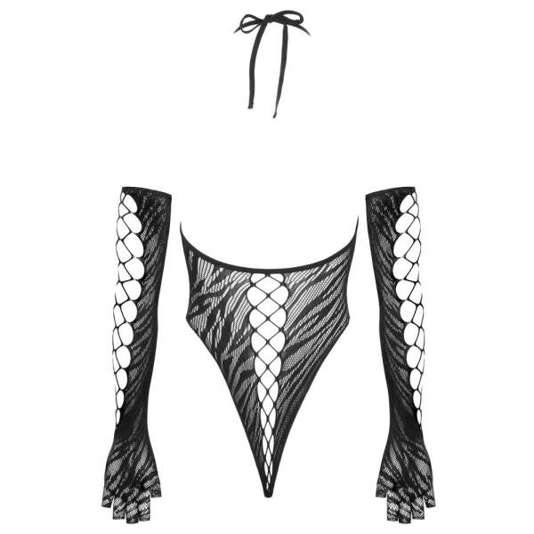 Cottelli Collection - Fantasy - Set - Body - Handschoenen - Visnet - Zwart - Afbeelding 5