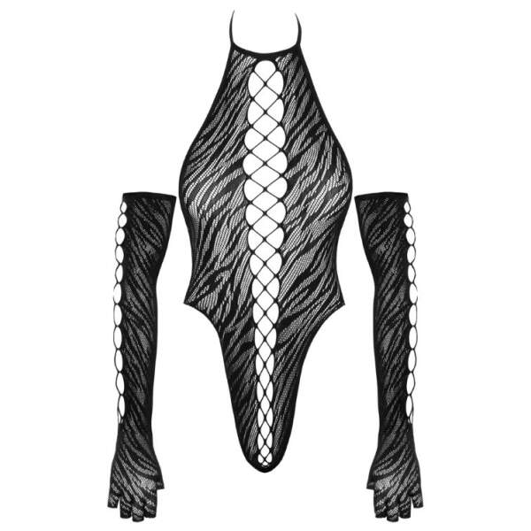 Cottelli Collection - Fantasy - Set - Body - Handschoenen - Visnet - Zwart - Afbeelding 4