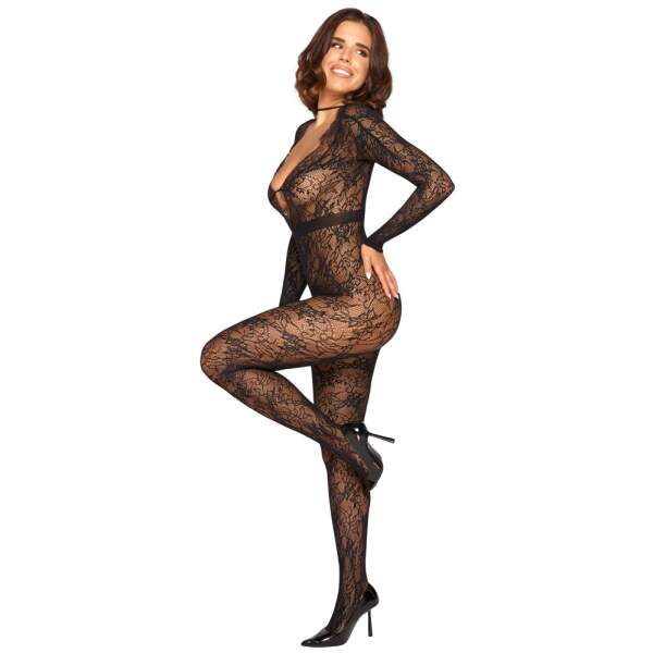 Cottelli Collection - Fantasy - Bodystocking - Open Kruis - Kant - Zwart - Afbeelding 2