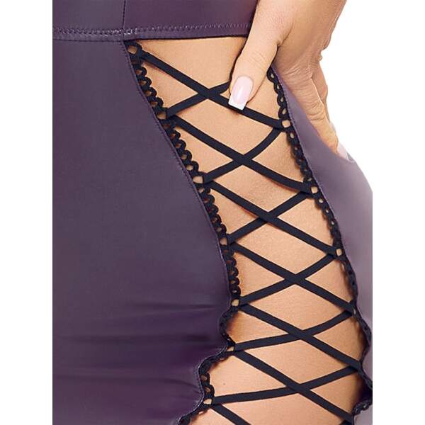Cottelli Collection - Mini Jurk - Cut-Out - Wetlook - Paars - Afbeelding 3