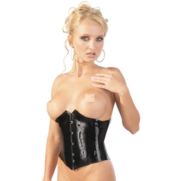 The Latex Collection - Cuploos Corset - Latex - Zwart - Afbeelding 4