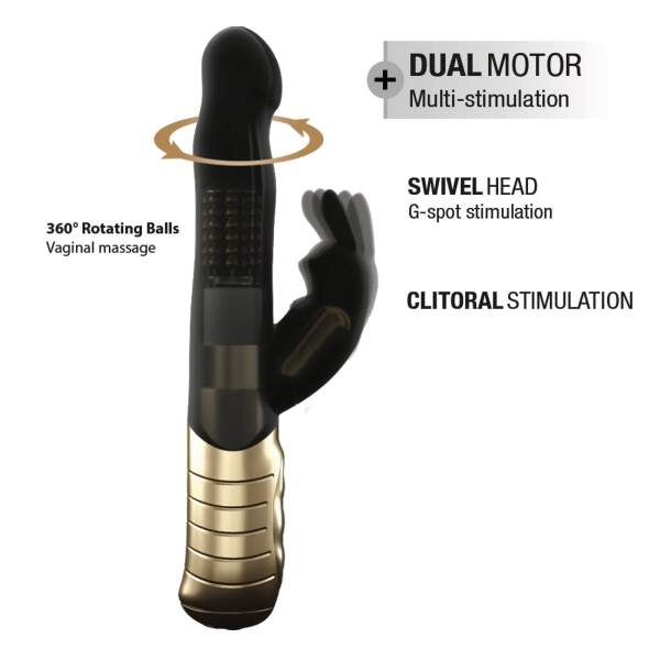 Dorcel - Baby Rabbit 2.0 - Spinning Vibrator - Goud - Zwart - Afbeelding 2