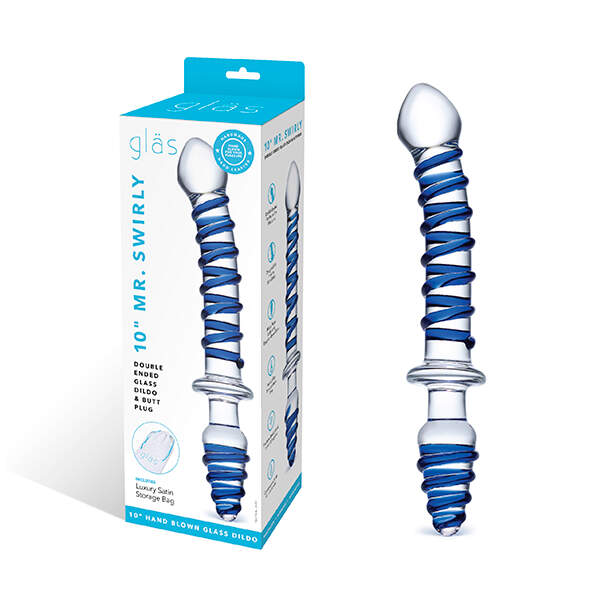 Mr Swirly Double Dildo en Buttplug - Gläs - Afbeelding 2