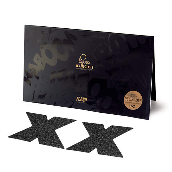 Bijoux Indiscrets - Tepelplakker Kruis - Zwart - Glitter