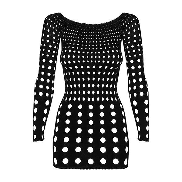 Obsessive - Rocker Dress - Bodystocking Jurkje - Zwart - Afbeelding 3