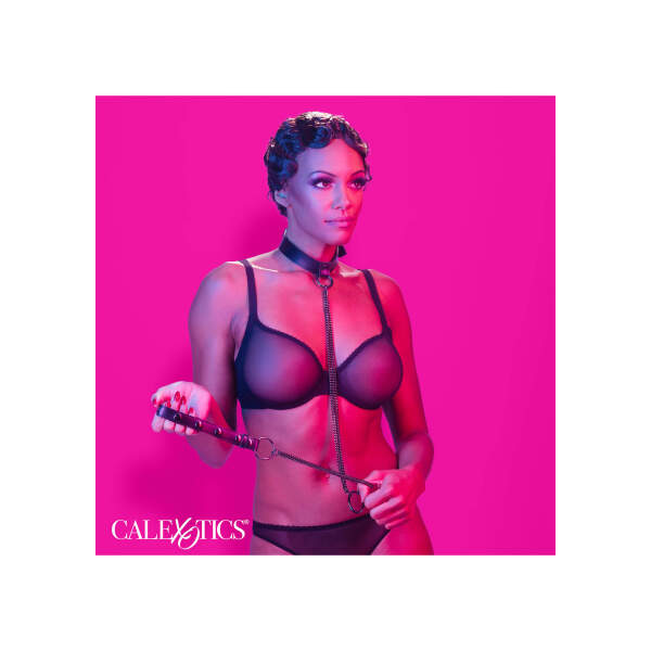 CalExotics - Euphoria - Chain Harnas - Collar & Leash - Metaal - PU-leer - Zwart - Afbeelding 3