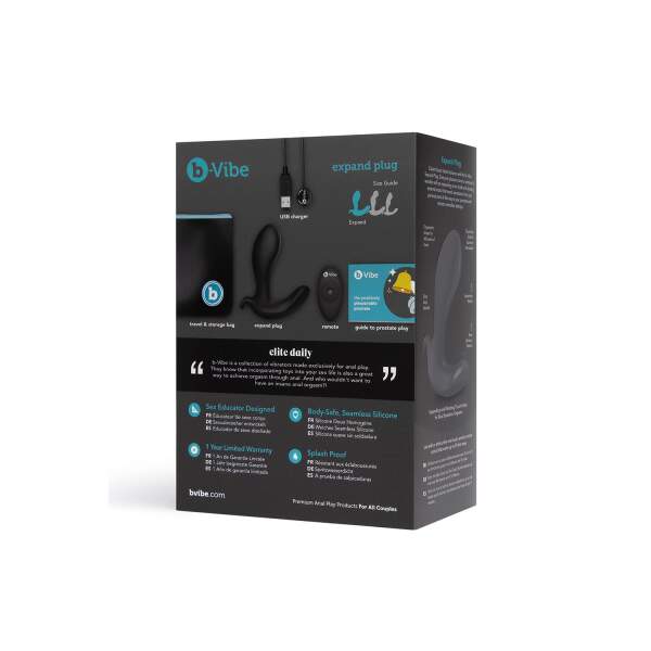b-Vibe - Expand Plug - Buttplug - Opblaasbaar - Vibrerend - Siliconen - Zwart - Afbeelding 9