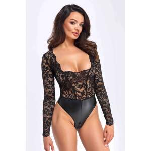 Noir Handmade - F296 Psyche - Body - met Rits - Wetlook - Kant- Zwart