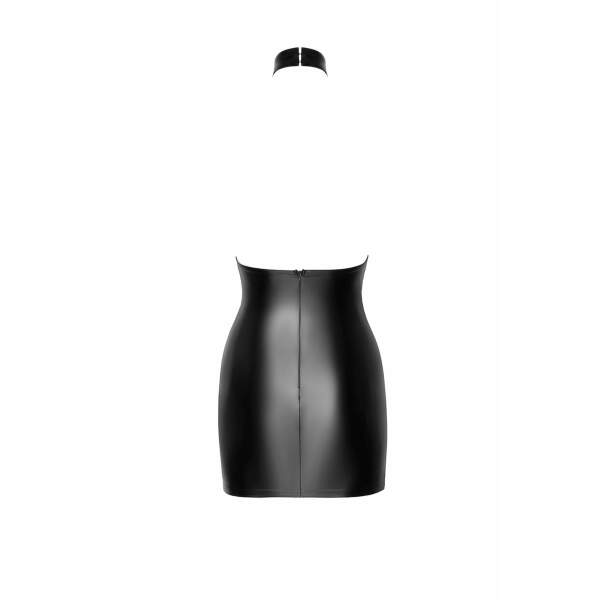 Noir Handmade - F311 Eros - Mini Halterjurk - Gaas - Flockprint - Wetlook - Zwart - Afbeelding 5