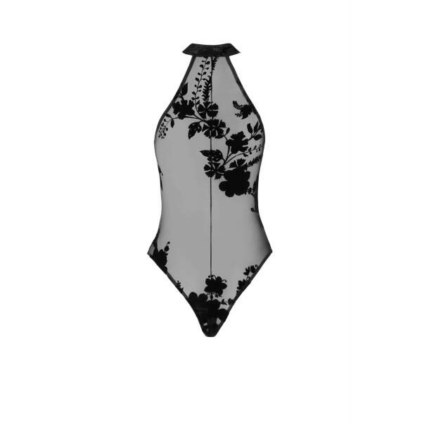 Noir Handmade - F314 Ego - Body - Met Rits - Gaas - Flockprint - Zwart - Afbeelding 5