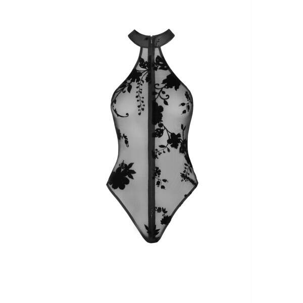 Noir Handmade - F314 Ego - Body - Met Rits - Gaas - Flockprint - Zwart - Afbeelding 4