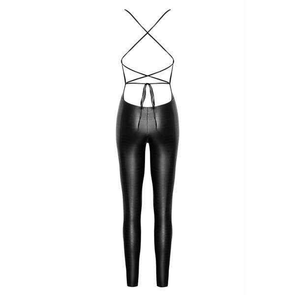 Noir Handmade - F316 Wild - Catsuit - Veters - Croco - Wetlook - Zwart - Afbeelding 5