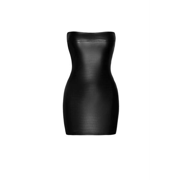 Noir Handmade - F317 Wild - Mini Jurk - Strapless - Croco - Wetlook - Zwart - Afbeelding 4