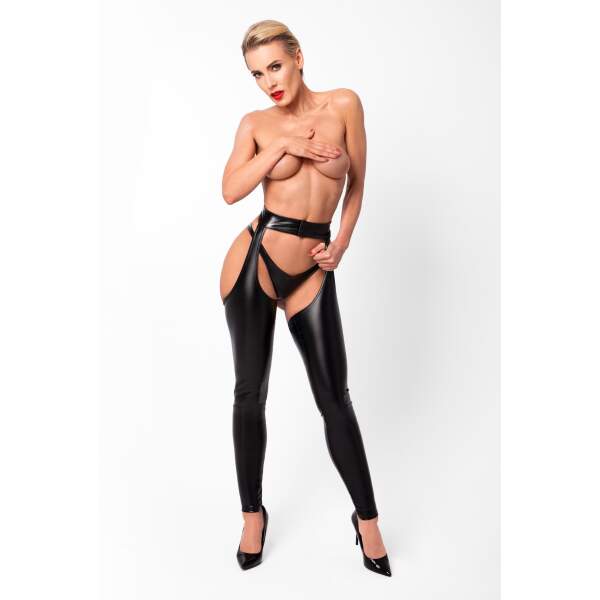 Noir Handmade - F323 Rebel - Chaps - Wetlook - Zwart - Afbeelding 5
