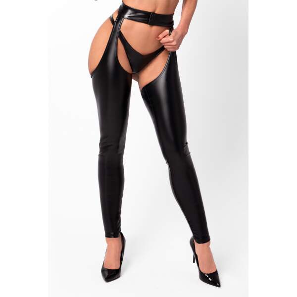 Noir Handmade - F323 Rebel - Chaps - Wetlook - Zwart - Afbeelding 3