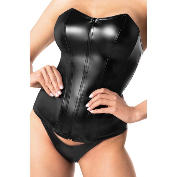 Noir Handmade - F334 Mysteria - Corset - Rits - Wetlook - Zwart - Afbeelding 5