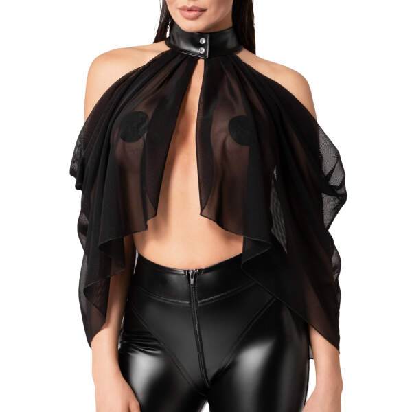 Noir Handmade - F349 Opium - Bolero - Gaas - Wetlook Boord - Zwart - Afbeelding 3