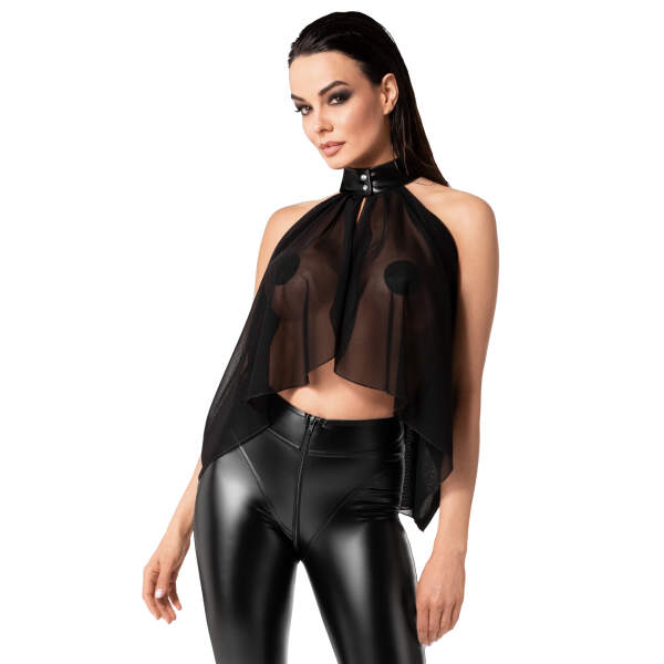 Noir Handmade - F349 Opium - Bolero - Gaas - Wetlook Boord - Zwart - Afbeelding 4