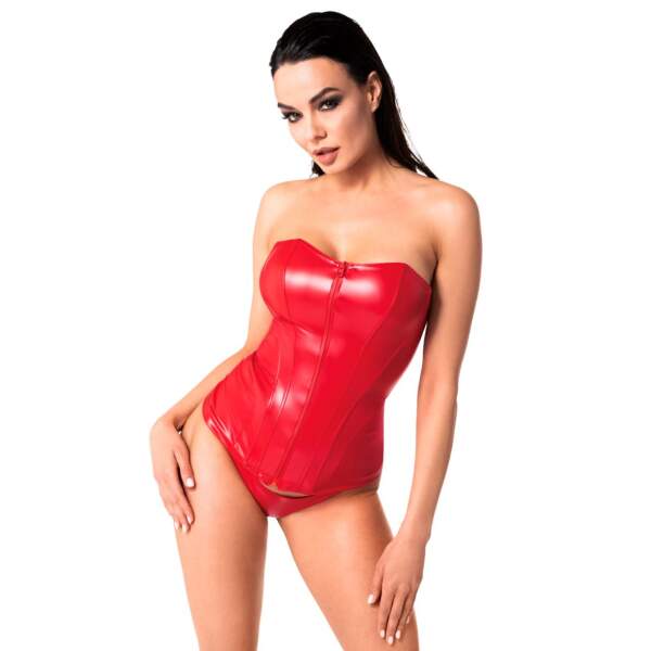 Noir Handmade - F355 Mysteria - Corset - Rits - Wetlook - Rood