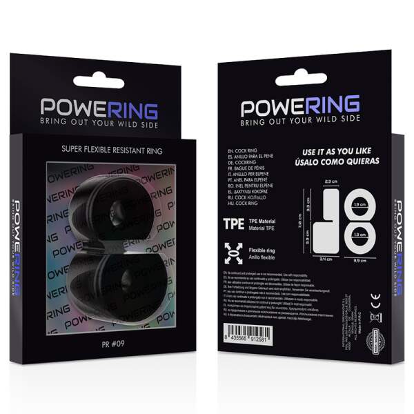 Flexibele Dubbele Cockring Zwart PR09 - Powering - Afbeelding 5