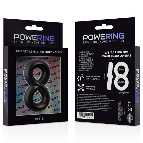 Flexibele Dubbele Cockring Zwart PR12 - Powering - Afbeelding 5
