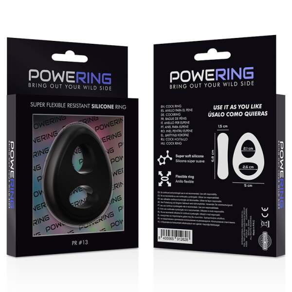 Flexibele Dubbele Cockring Zwart PR13 - Powering - Afbeelding 4