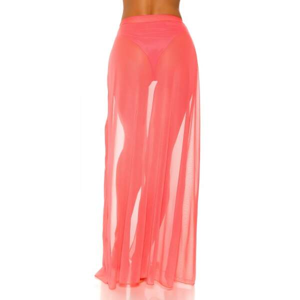 Gaas Rok - Transparant - Neon Koraal - Ibiza - Afbeelding 4