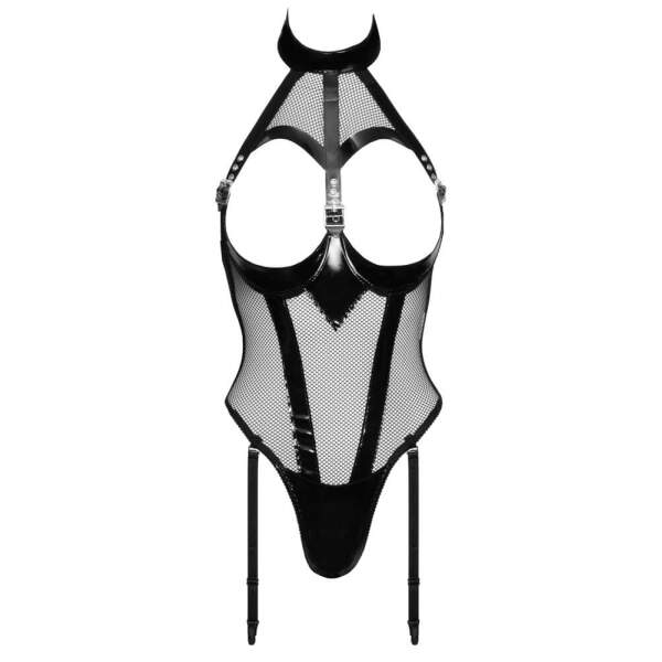 Black Level - Stringbody - Cuploos - Net - Lak - Zwart - Afbeelding 4