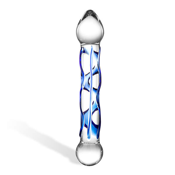 Gläs - Full Tip Textured Glass Dildo - Glazen Dildo