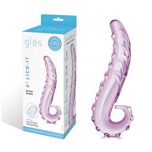 Gläs - Lick It - Glazen Dildo - Geribbeld - Roze - Afbeelding 4