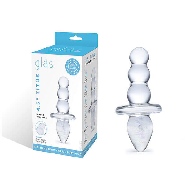 Gläs - Titus Beaded Butt Plug - Glazen Dildo - Afbeelding 2