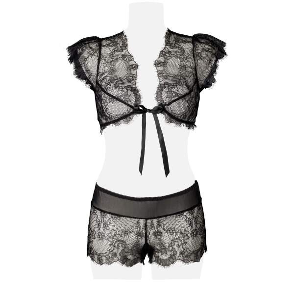 Grey Velvet - Kanten Lingerie Set - Kanten Top - Kanten Short - Zwart - Afbeelding 4