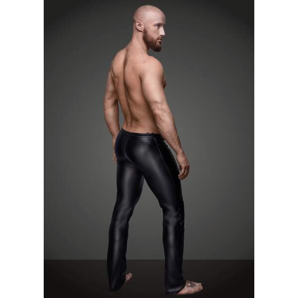 Noir Handmade Wetlook Broek met Lakaccenten - Afbeelding 2