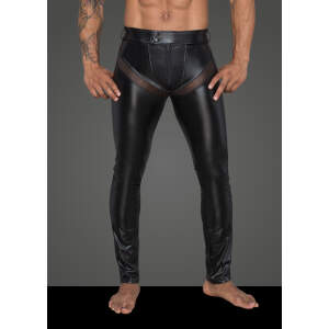 Noir Handmade Wetlook Broek met Gaas