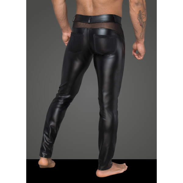 Noir Handmade Wetlook Broek met Gaas - Afbeelding 2