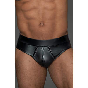 Noir Handmade Wetlook Brief met Rits