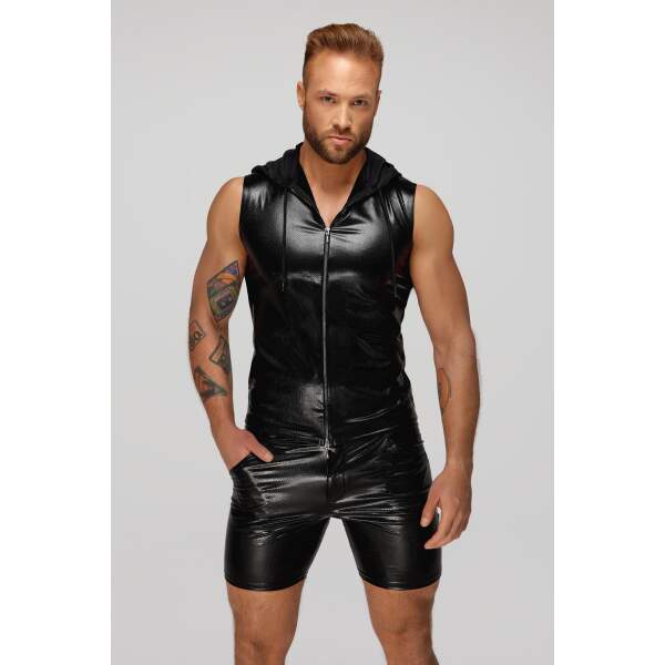 Noir Handmade - H066 - Shirt - Snake - Gaas Capuchon - Wetlook - Zwart