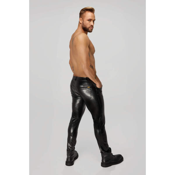 Noir Handmade - H067 - Broek - 5-pocket - Croco Lak - Zwart - Afbeelding 4