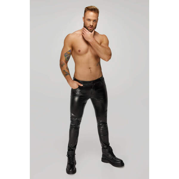 Noir Handmade - H067 - Broek - 5-pocket - Croco Lak - Zwart - Afbeelding 3