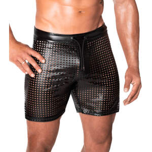 Noir Handmade - H077 - Mayhem - Biker Shorts - Bermuda -  Geperforeerd Wetlook - Zwart