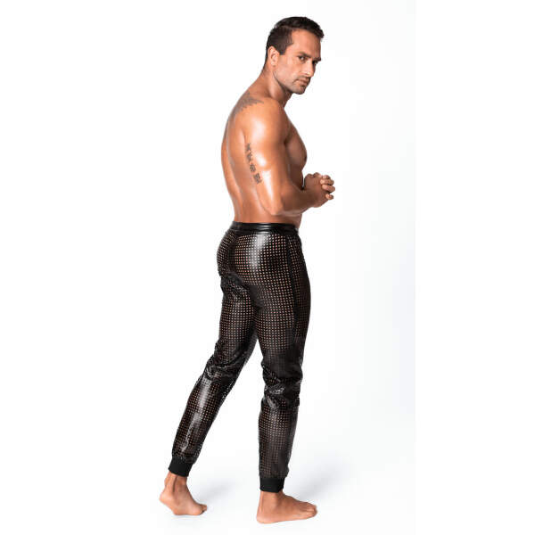 Noir Handmade - H078 - Mayhem - Long Pants - Broek -  Geperforeerd Wetlook - Zwart - Afbeelding 3
